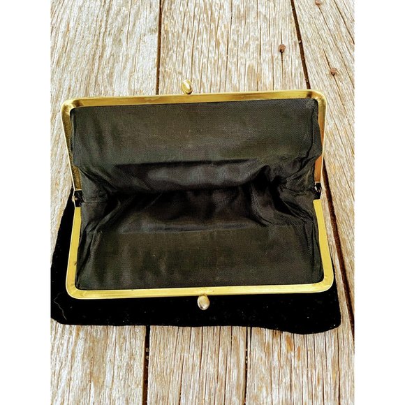 Art Deco Black Velvet Clutch Purse 1930s - Picture 7 of 7